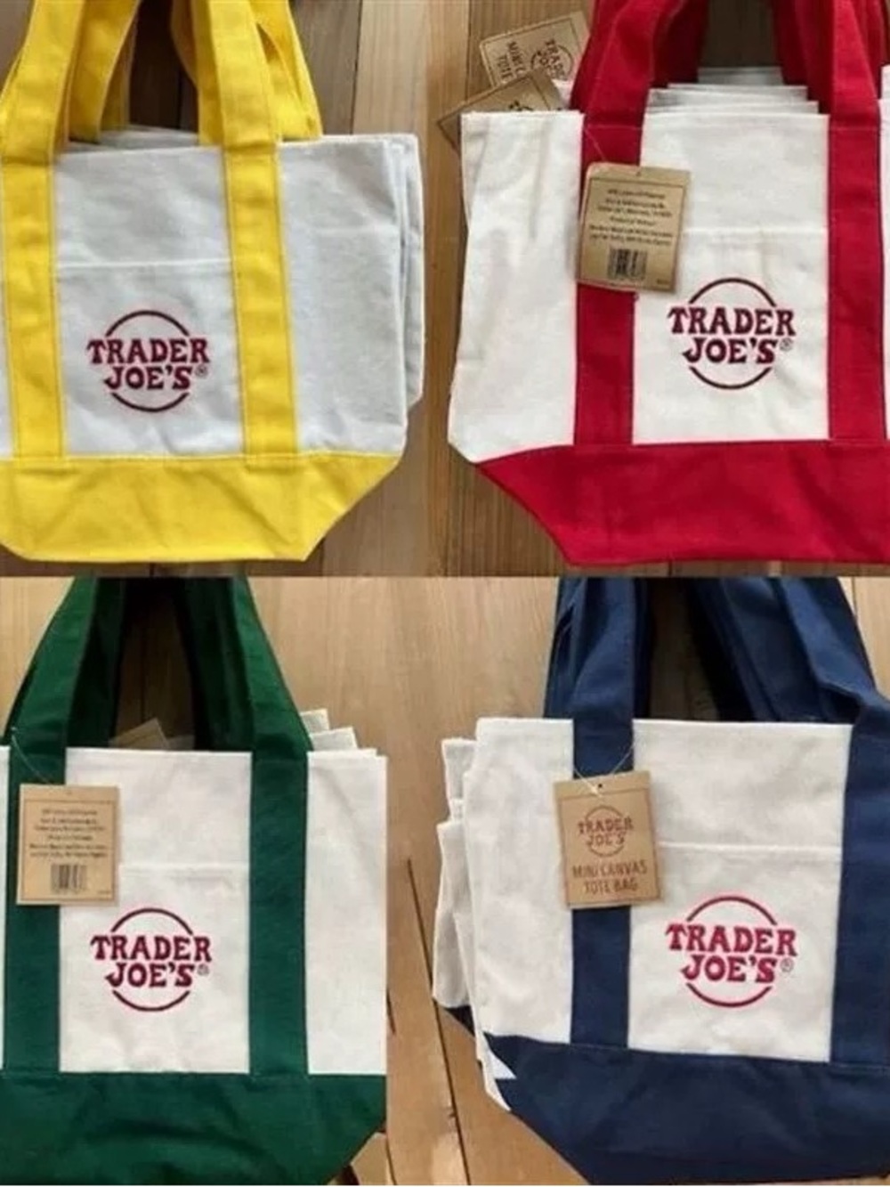 Trader Joe's Canvas Tote Bag - White with Colored Trim